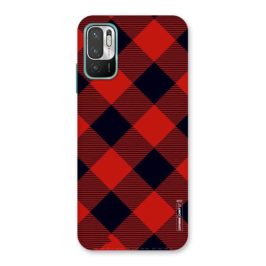 Red Diagonal Check Back Case for Redmi Note 10T 5G