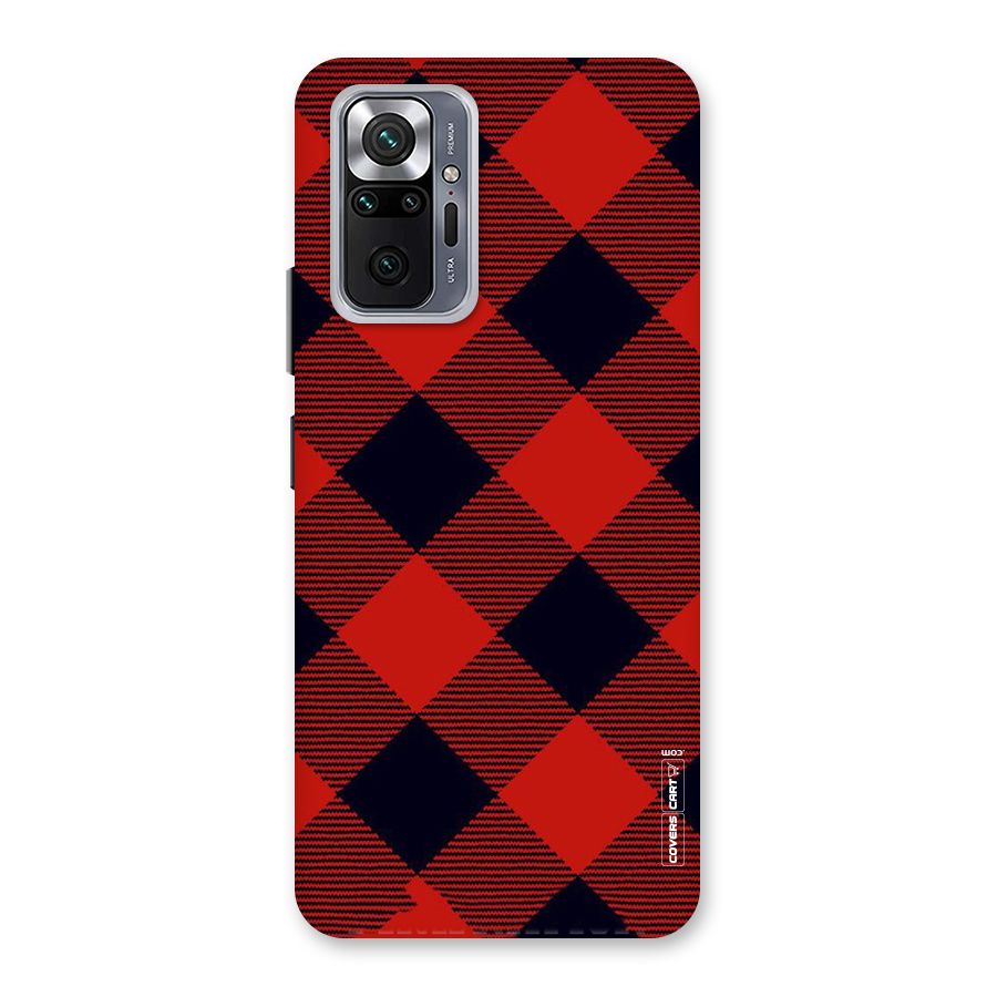 Red Diagonal Check Back Case for Redmi Note 10 Pro Max