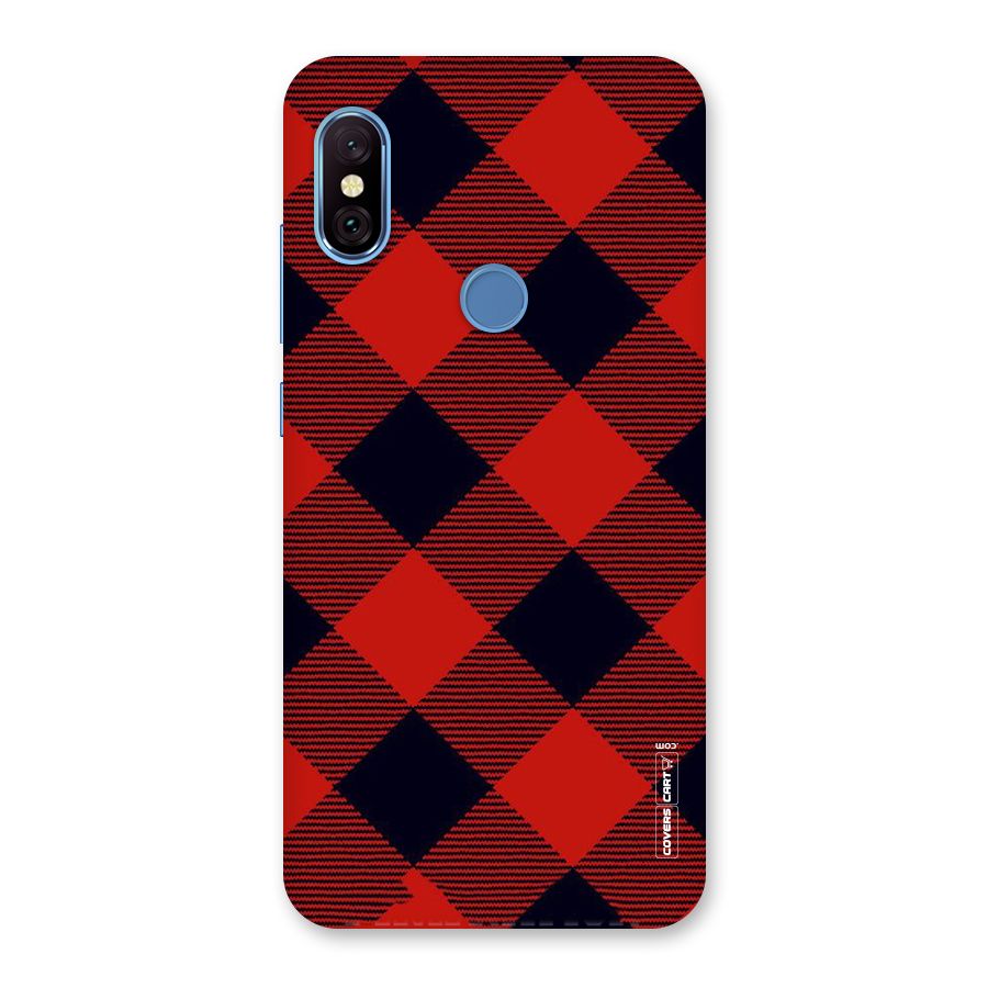 Red Diagonal Check Back Case for Redmi Note 6 Pro