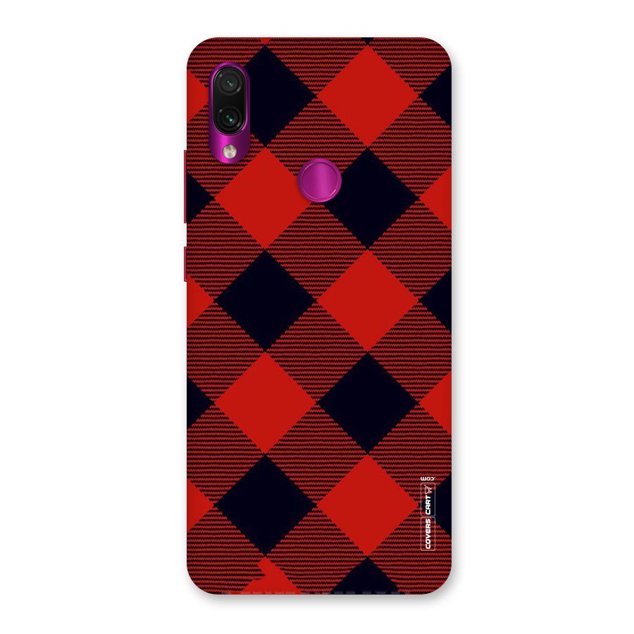 Red Diagonal Check Back Case for Redmi Note 7 Pro