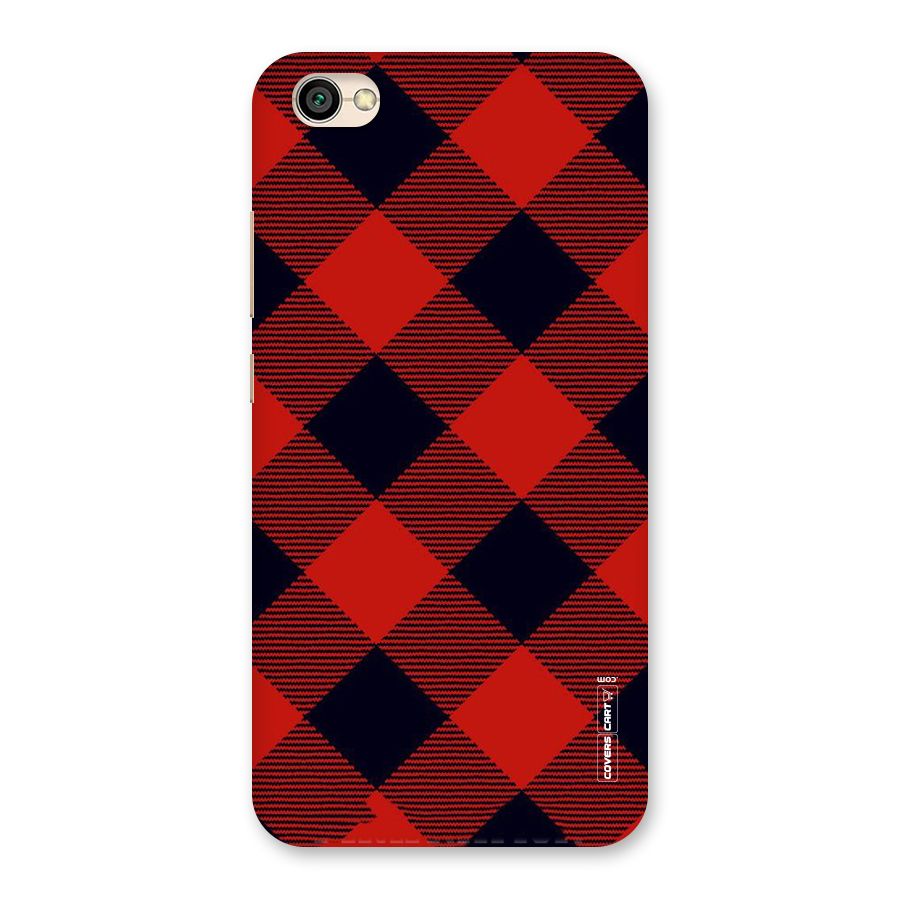 Red Diagonal Check Back Case for Redmi Y1 Lite