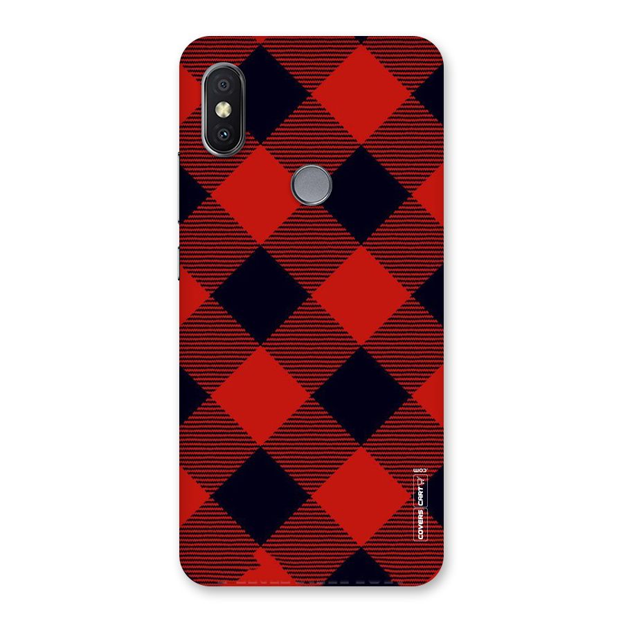 Red Diagonal Check Back Case for Redmi Y2