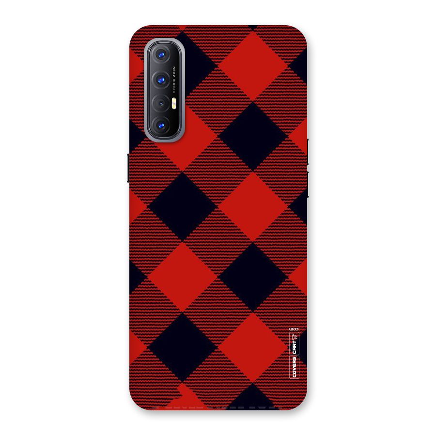 Red Diagonal Check Back Case for Reno3 Pro