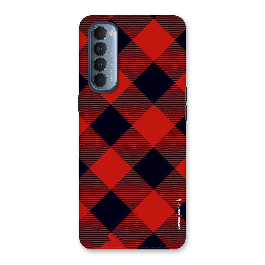 Red Diagonal Check Back Case for Reno4 Pro