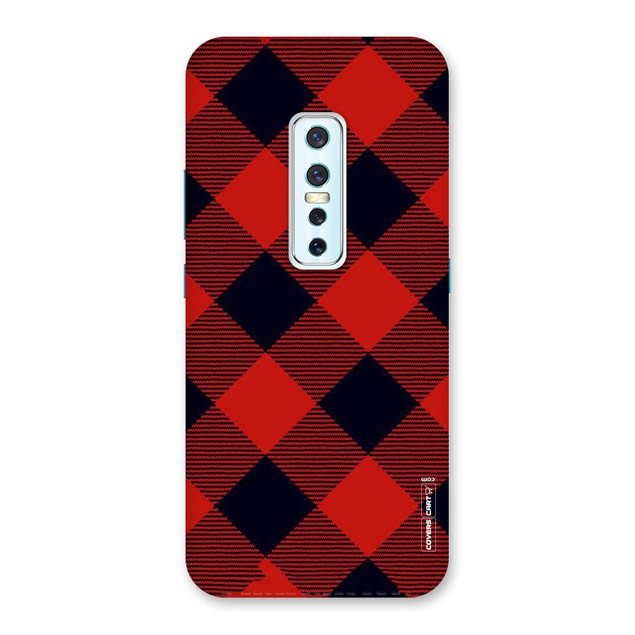 Red Diagonal Check Back Case for Vivo V17 Pro