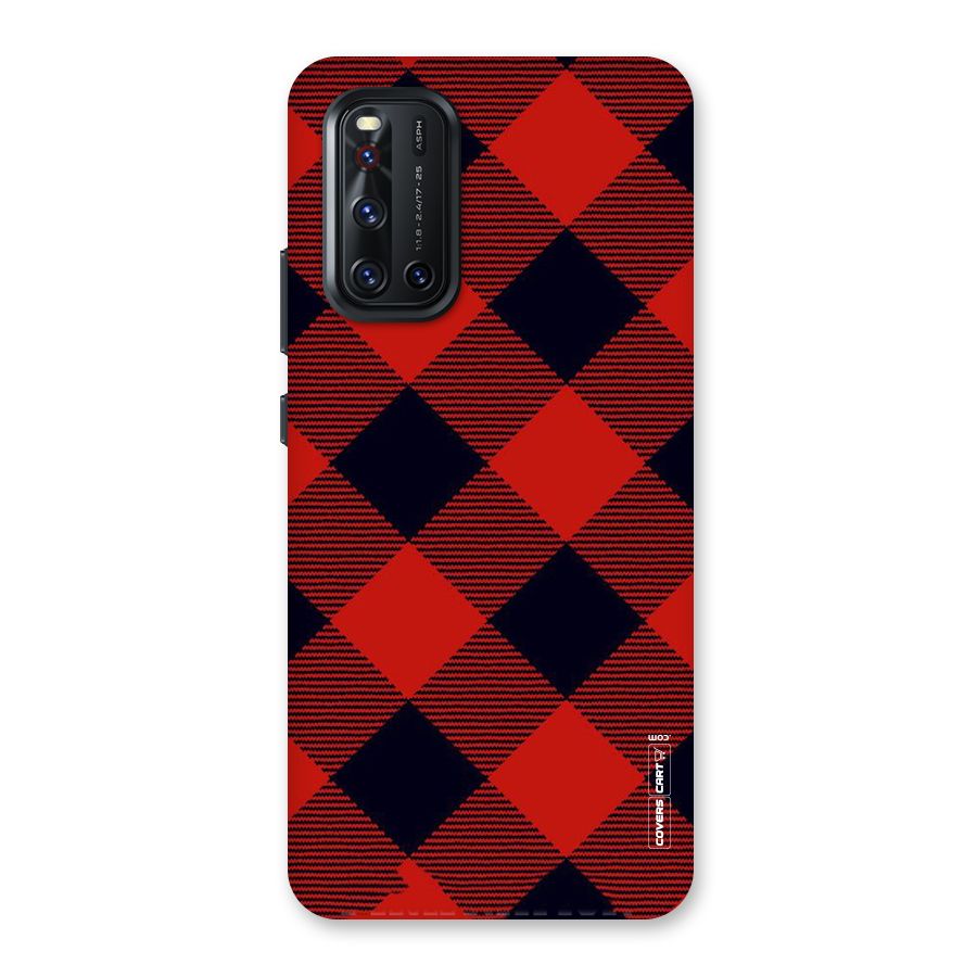 Red Diagonal Check Back Case for Vivo V19