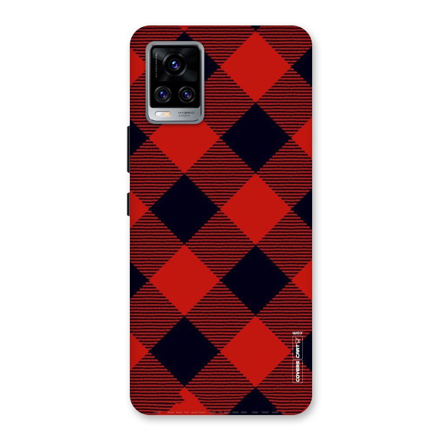 Red Diagonal Check Back Case for Vivo V20 Pro