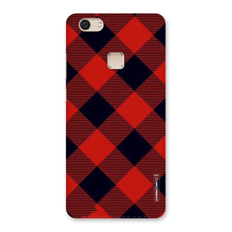Red Diagonal Check Back Case for Vivo V7