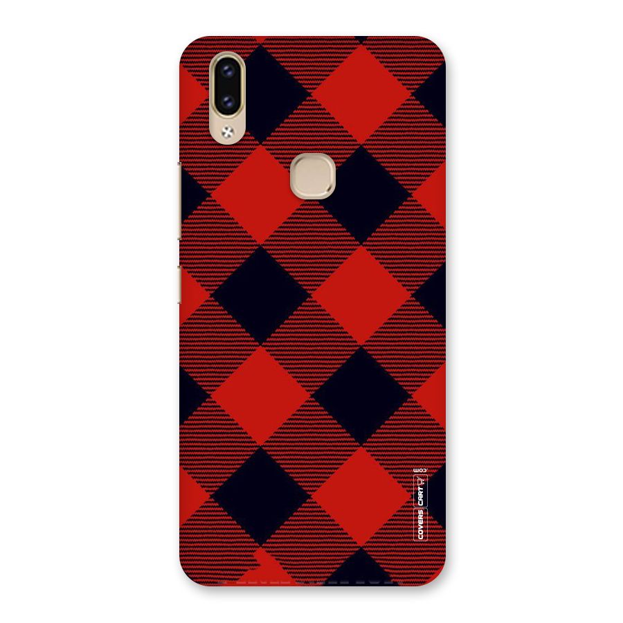 Red Diagonal Check Back Case for Vivo V9 Youth