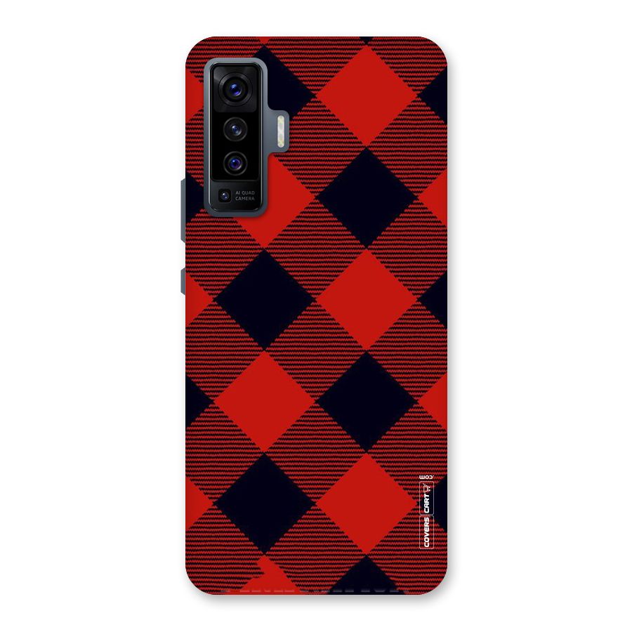 Red Diagonal Check Back Case for Vivo X50