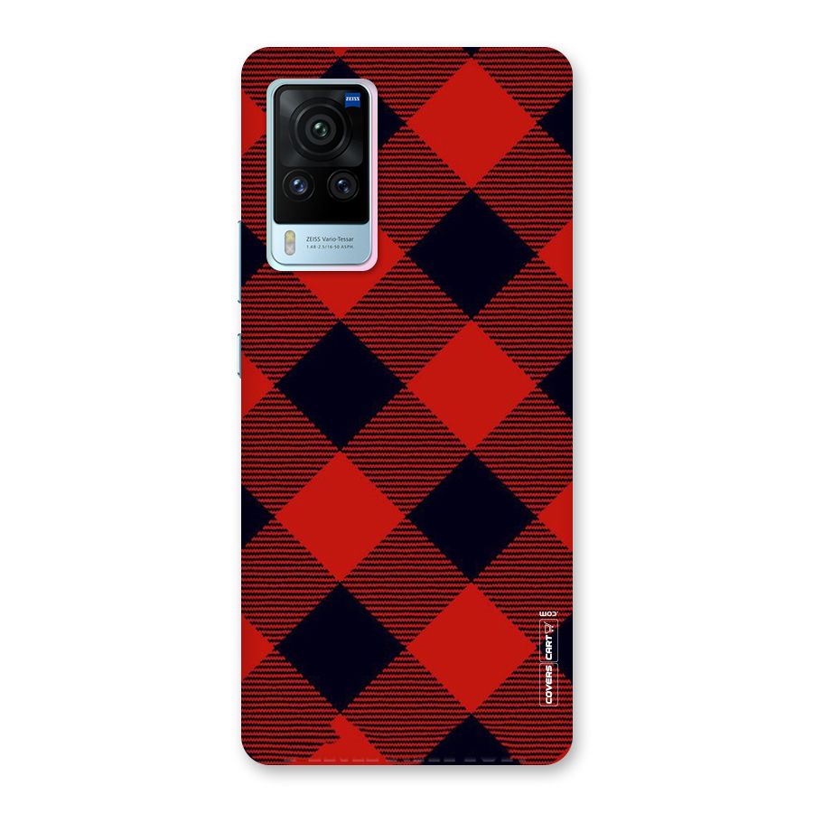 Red Diagonal Check Back Case for Vivo X60 Pro