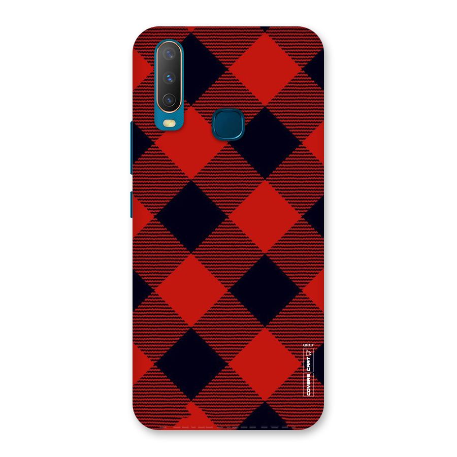 Red Diagonal Check Back Case for Vivo Y12