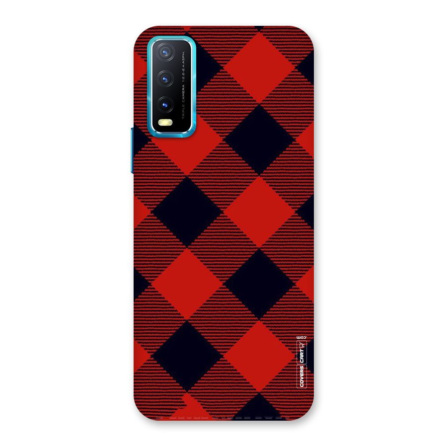 Red Diagonal Check Back Case for Vivo Y20
