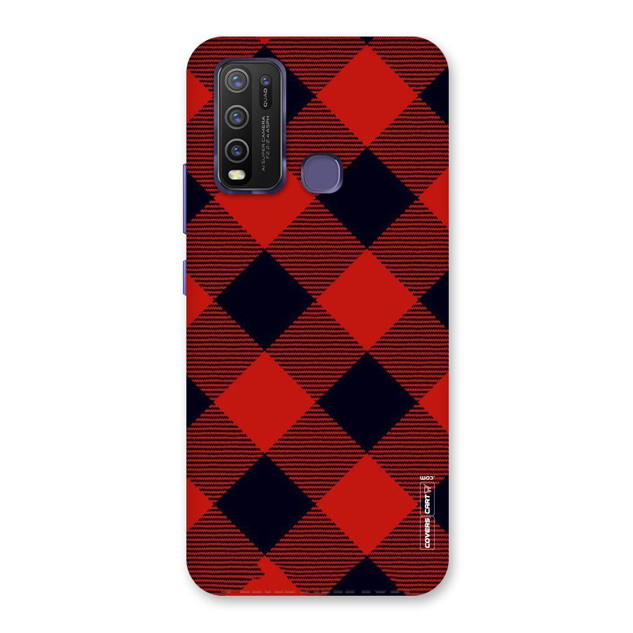 Red Diagonal Check Back Case for Vivo Y30