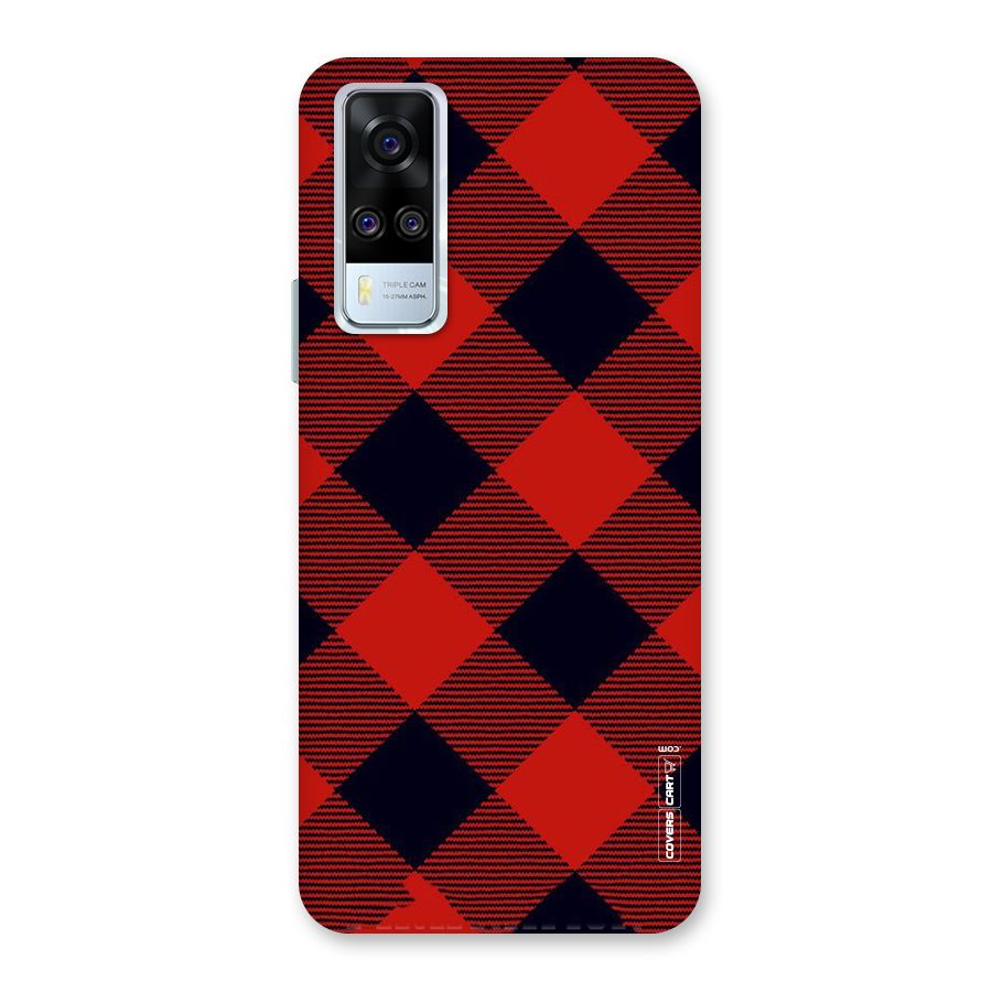 Red Diagonal Check Back Case for Vivo Y31