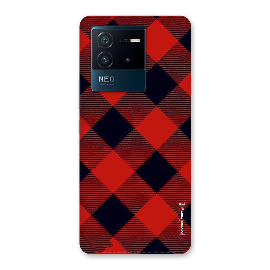 Red Diagonal Check Back Case for Vivo iQOO Neo 6 5G