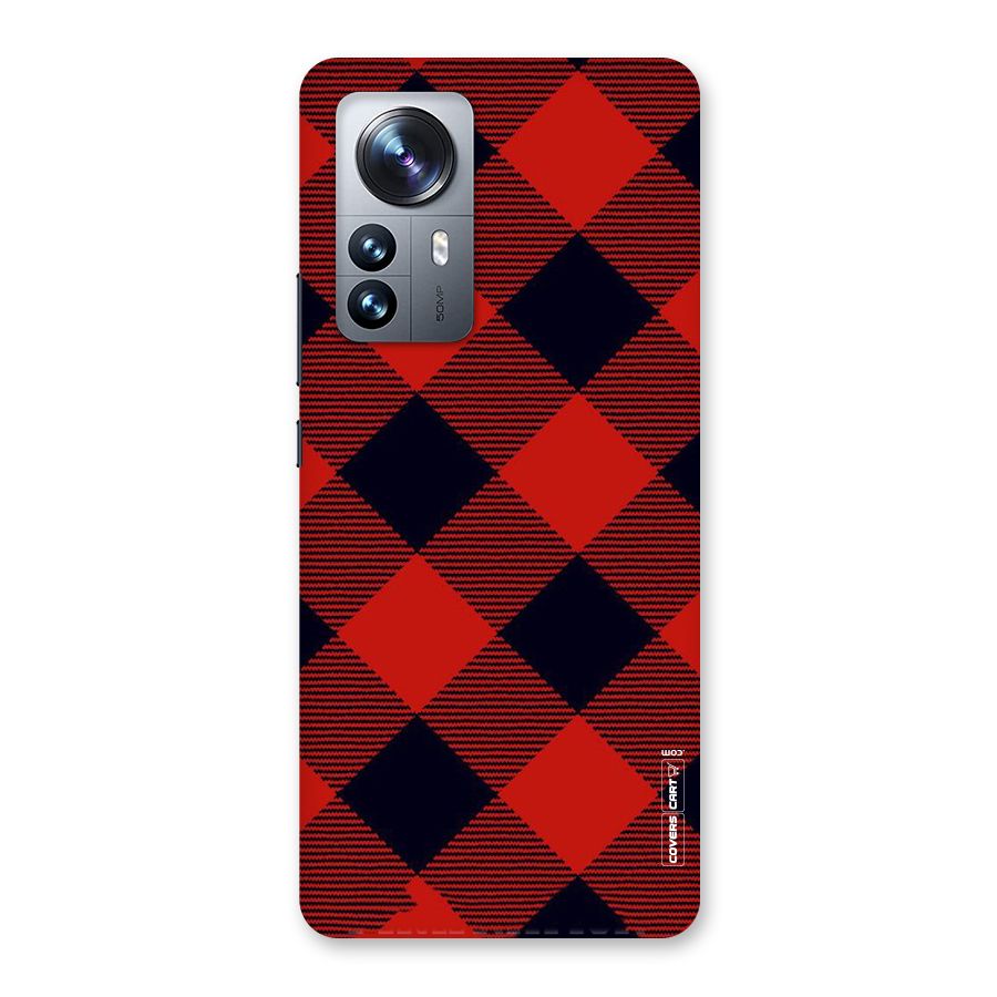Red Diagonal Check Back Case for Xiaomi 12 Pro