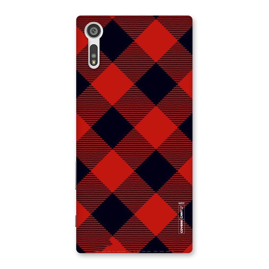 Red Diagonal Check Back Case for Xperia XZ