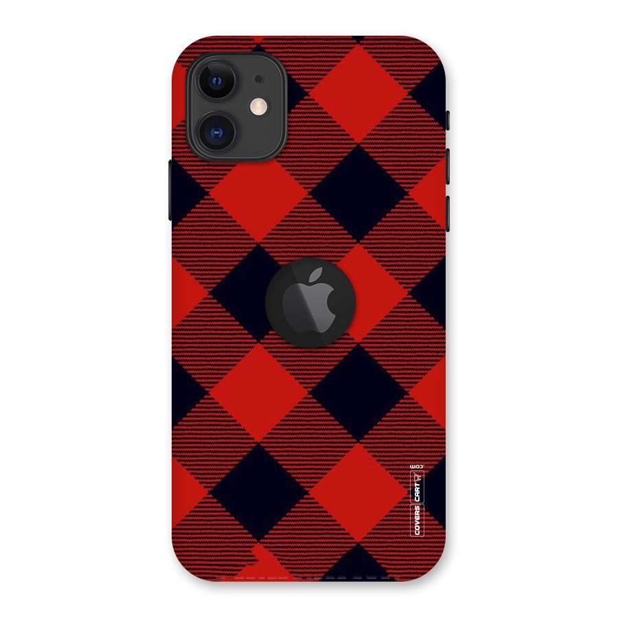 Red Diagonal Check Back Case for iPhone 11 Logo Cut