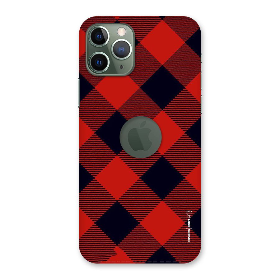 Red Diagonal Check Back Case for iPhone 11 Pro Logo  Cut