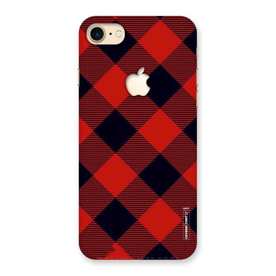Red Diagonal Check Back Case for iPhone 7 Apple Cut