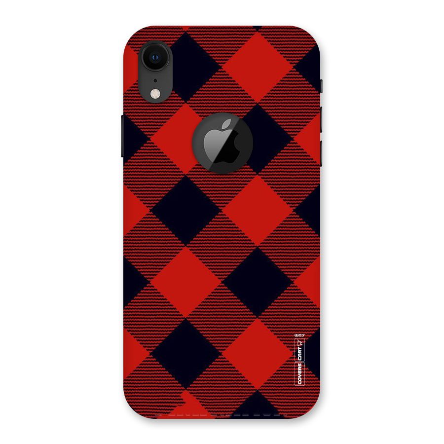Red Diagonal Check Back Case for iPhone XR Logo Cut