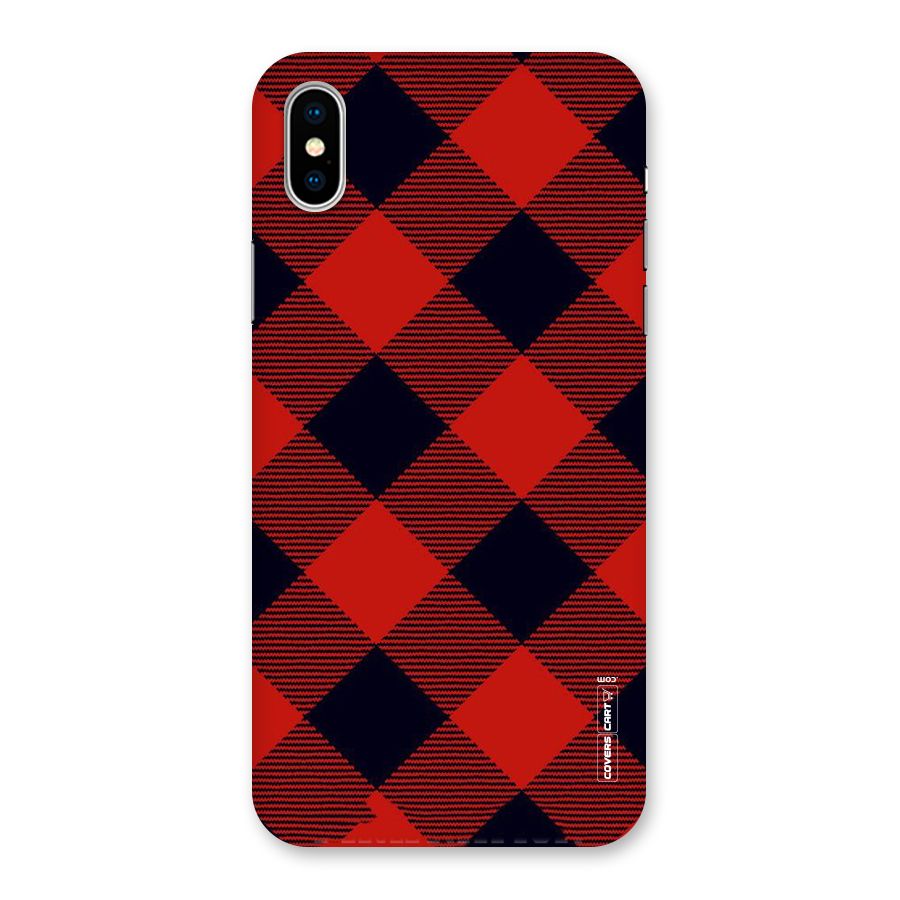 Red Diagonal Check Back Case for iPhone XS