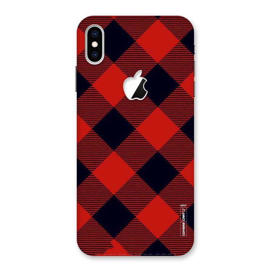 Red Diagonal Check Back Case for iPhone XS Max Apple Cut