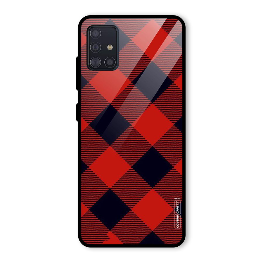 Red Diagonal Check Glass Back Case for Galaxy A51