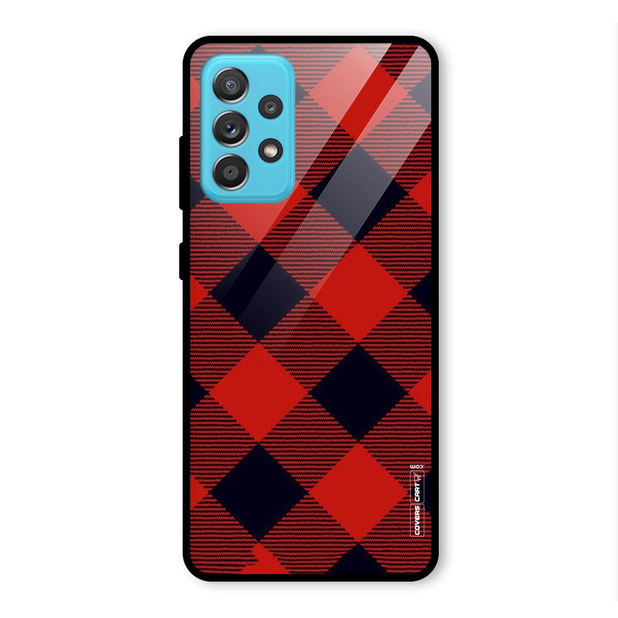 Red Diagonal Check Glass Back Case for Galaxy A52s 5G