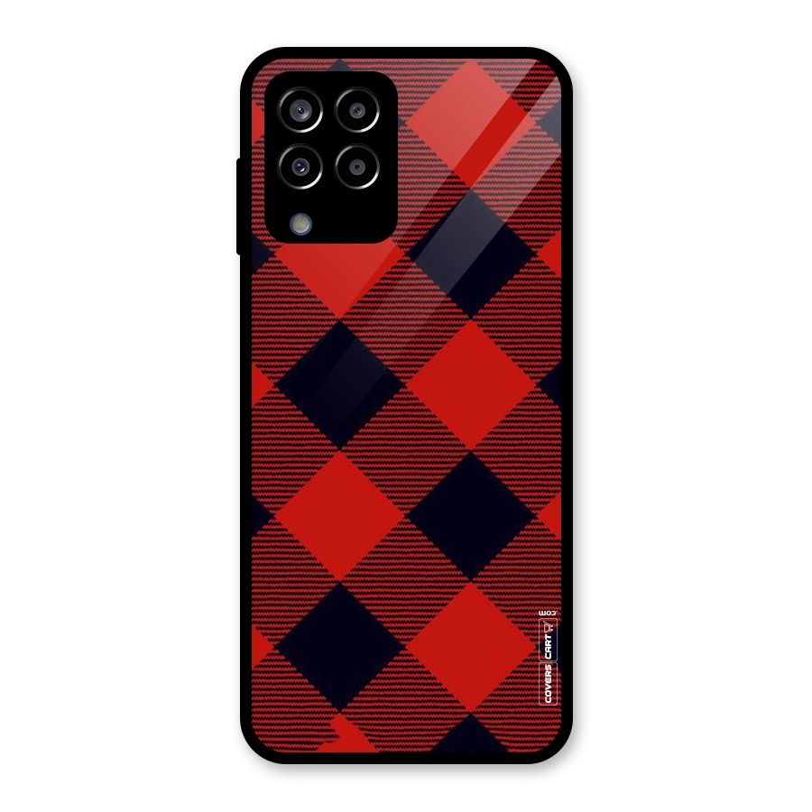Red Diagonal Check Glass Back Case for Galaxy M33