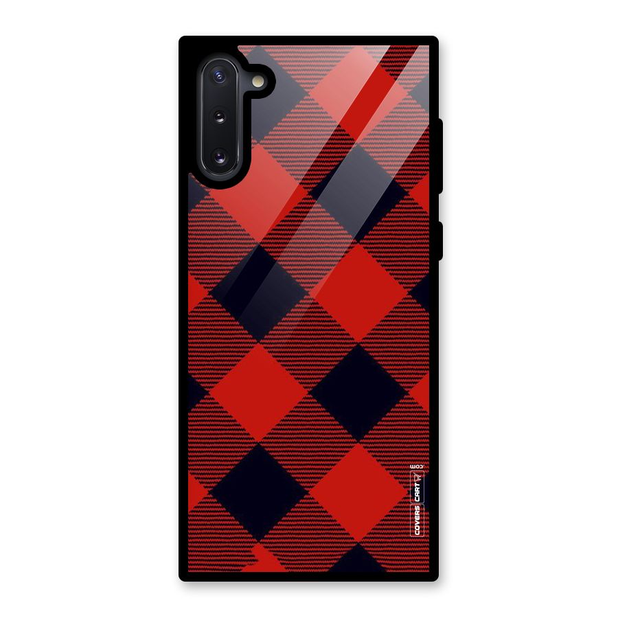 Red Diagonal Check Glass Back Case for Galaxy Note 10