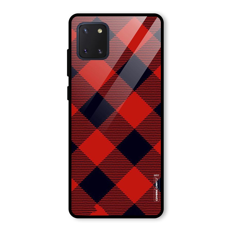 Red Diagonal Check Glass Back Case for Galaxy Note 10 Lite