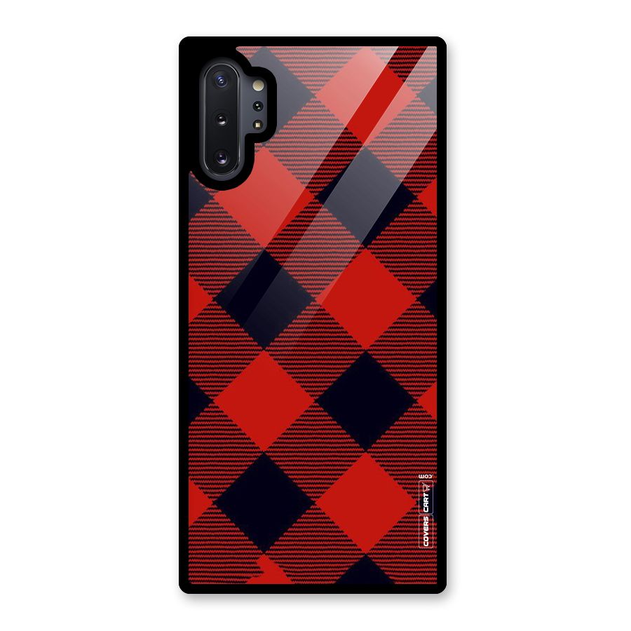 Red Diagonal Check Glass Back Case for Galaxy Note 10 Plus
