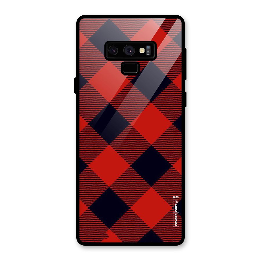 Red Diagonal Check Glass Back Case for Galaxy Note 9