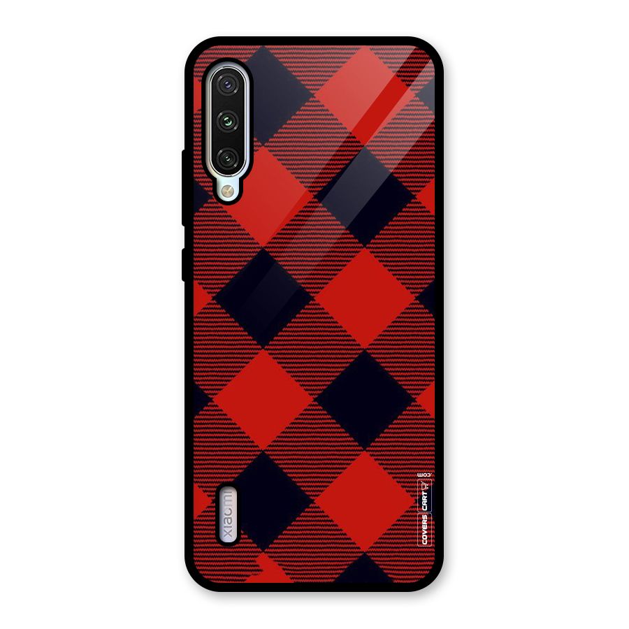 Red Diagonal Check Glass Back Case for Mi A3