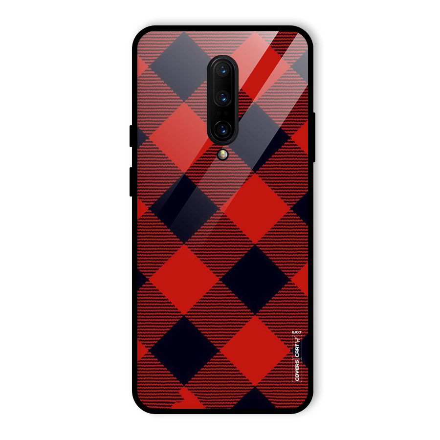 Red Diagonal Check Glass Back Case for OnePlus 7 Pro