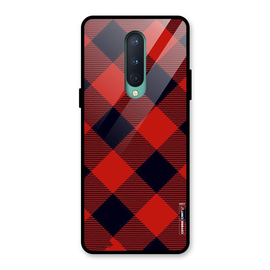 Red Diagonal Check Glass Back Case for OnePlus 8