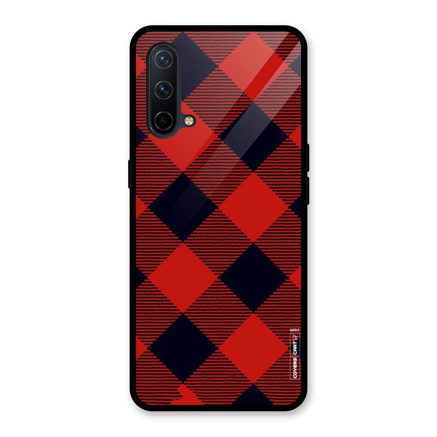 Red Diagonal Check Glass Back Case for OnePlus Nord CE 5G
