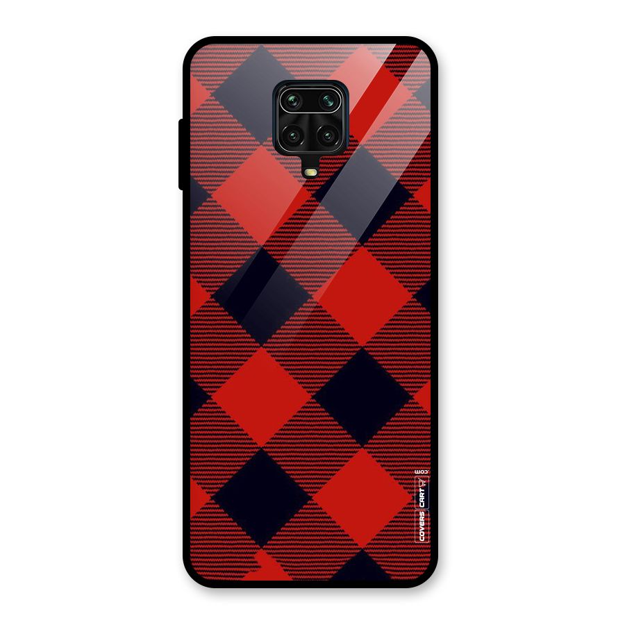 Red Diagonal Check Glass Back Case for Poco M2 Pro