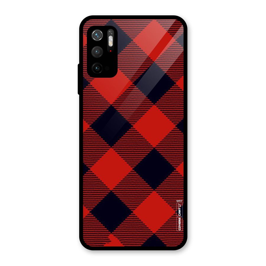 Red Diagonal Check Glass Back Case for Poco M3 Pro 5G