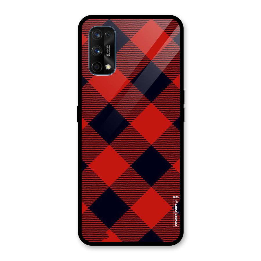 Red Diagonal Check Glass Back Case for Realme 7 Pro
