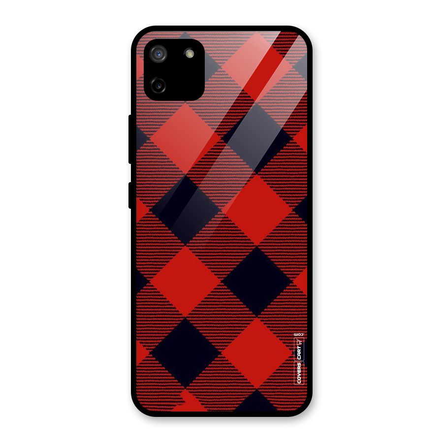 Red Diagonal Check Glass Back Case for Realme C11