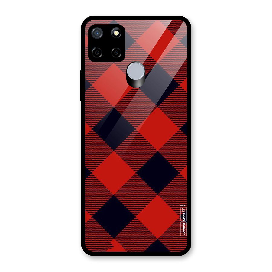 Red Diagonal Check Glass Back Case for Realme C12