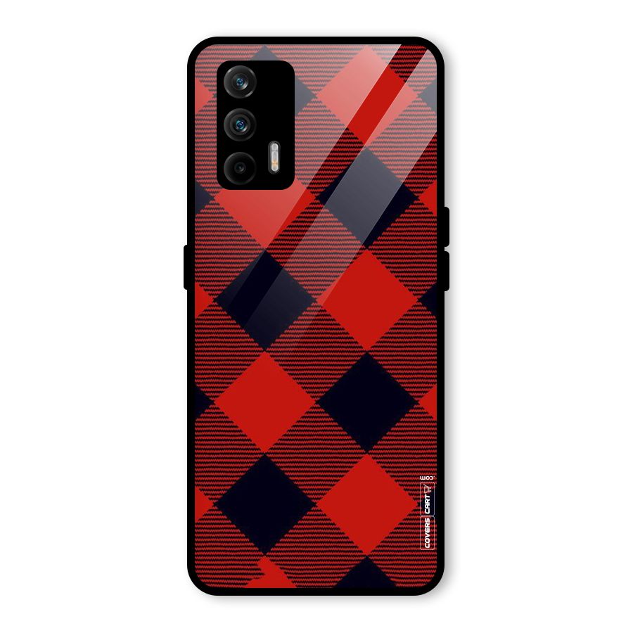 Red Diagonal Check Glass Back Case for Realme GT 5G