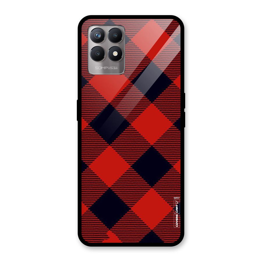 Red Diagonal Check Glass Back Case for Realme Narzo 50