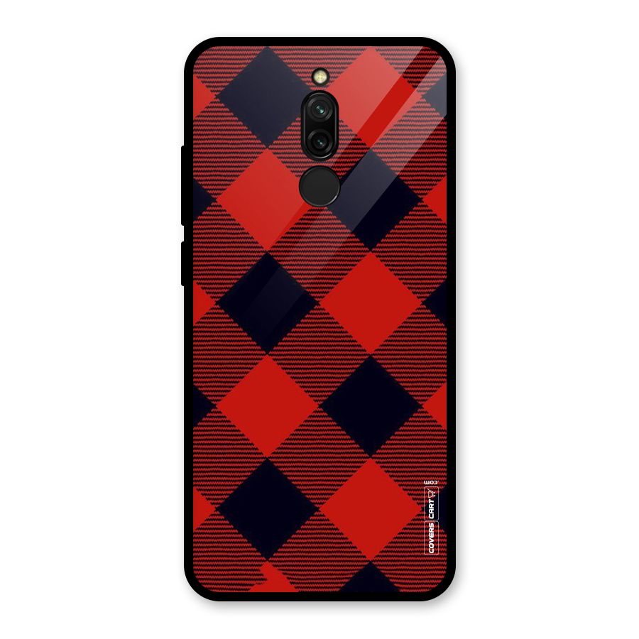Red Diagonal Check Glass Back Case for Redmi 8