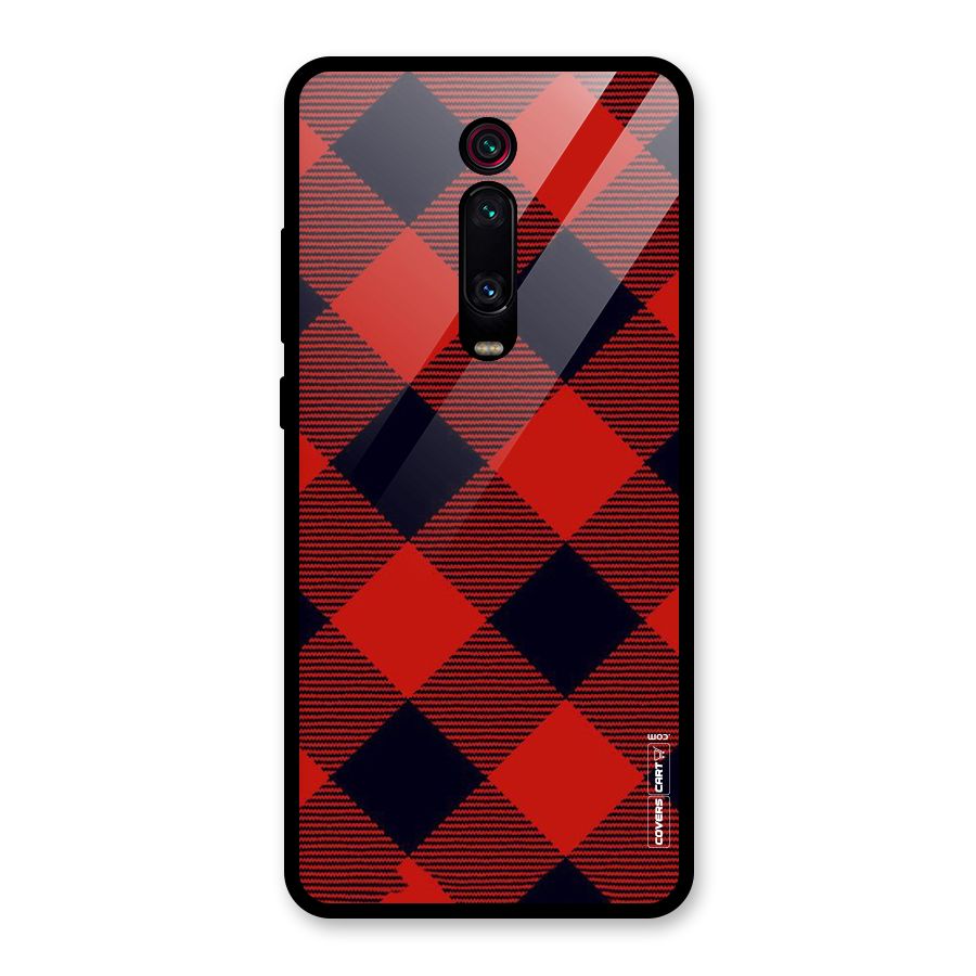 Red Diagonal Check Glass Back Case for Redmi K20