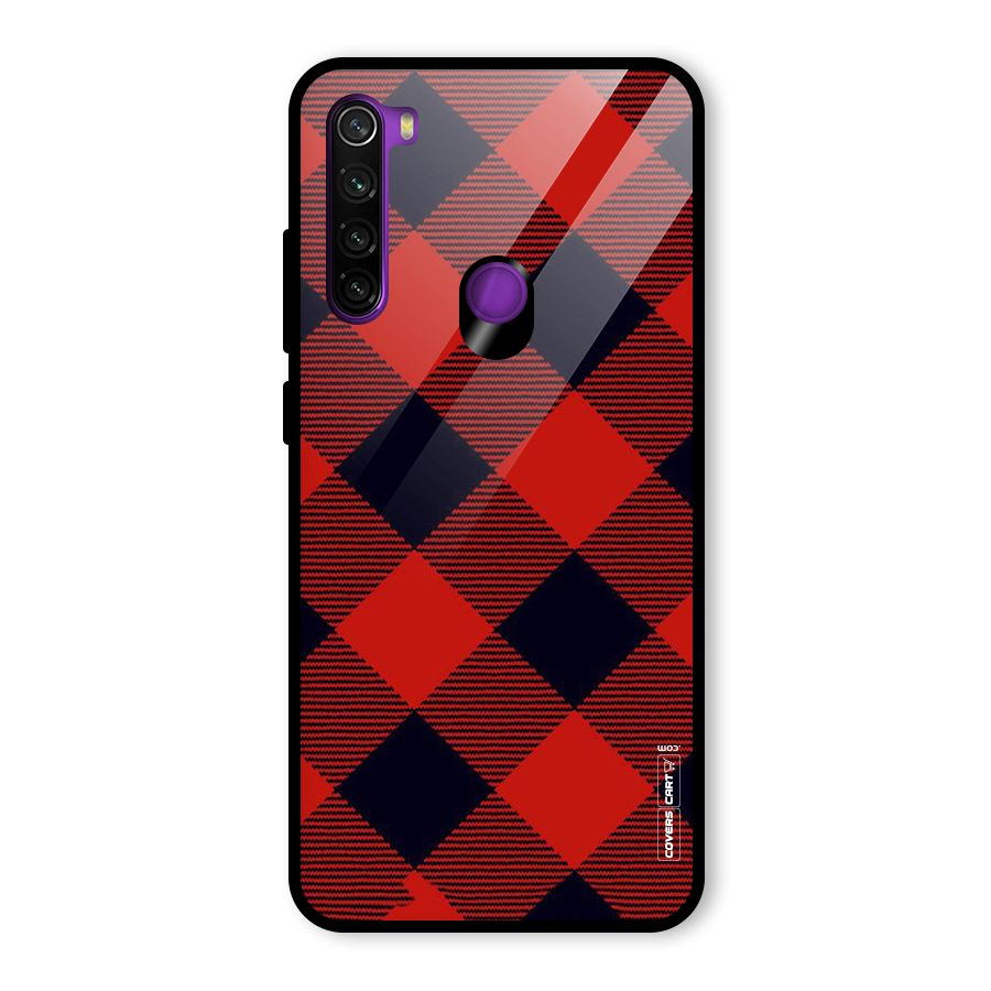 Red Diagonal Check Glass Back Case for Redmi Note 8