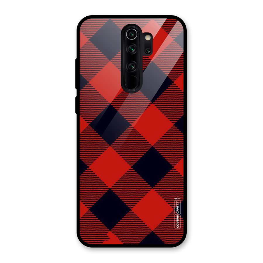 Red Diagonal Check Glass Back Case for Redmi Note 8 Pro